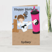 女子素晴らし空手カラーリングページハッピーバースデー カード (正面)