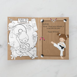 女子素晴らし空手カラーリングページハッピーバースデー カード