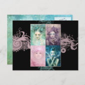 女子絵を描はがき ポストカード (正面/裏面)