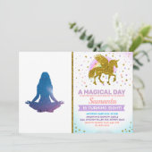 女子練習用ヨガ-背景色の選択 招待状 (スタンド正面)