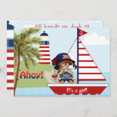 女子航海ののベビシャワー招待状 招待状 (正面/裏面)