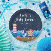 女子航海のモンキーピンクとネイビー赤ちゃんシャワー ペーパープレート (パーティー)