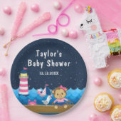 女子航海のモンキーピンクとネイビー赤ちゃんシャワー ペーパープレート (パーティー)