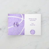 女子薄紫パープルバスケットボールハッピーバースデー カード (内部)