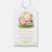 女子誕生日サッカーピンク金ゴールド ギフトタグ (正面)