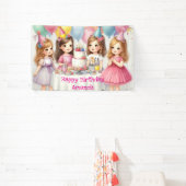 女子誕生日パーソナライズされたピンクバナー 横断幕 (インサイチュ)