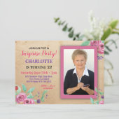 女子誕生日パーティーフォトフラワーズ素朴招待状 招待状 (スタンド正面)