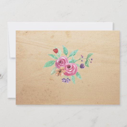 女子誕生日パーティーフォトフラワーズ素朴招待状 招待状 (裏面)