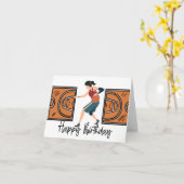 女子誕生日ボール付きバスケットボールのボールカード カード (黄色い花)