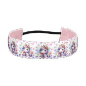 女子誕生日ユニコーンをテーマにしたピンクと紫 アスレチックヘッドバンド (正面)