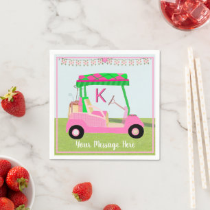 女子誕生日リタイアピンクゴルフモノグラム スタンダードカクテルナプキン