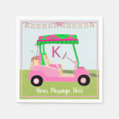 女子誕生日リタイアピンクゴルフモノグラム スタンダードカクテルナプキン (正面)