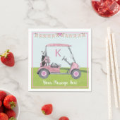 女子誕生日リタイアピンクゴルフモノグラム スタンダードカクテルナプキン (インサイチュ)