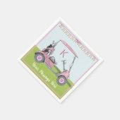 女子誕生日リタイアピンクゴルフモノグラム スタンダードカクテルナプキン (角)