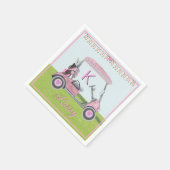 女子誕生日リタイアピンクゴルフモノグラム スタンダードカクテルナプキン (角)