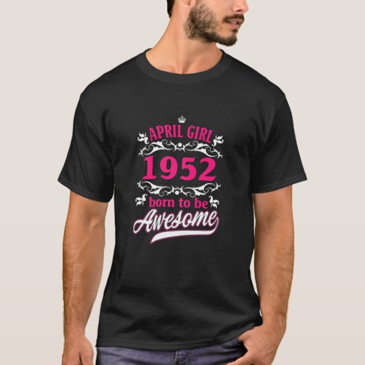 女子誕生日ヴィンテージアパレル1952年4月生まれ日 Tシャツ (正面)