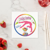 女子誕生日体操ハンドスプリングレインボートリム スタンダードカクテルナプキン (インサイチュ)