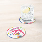 女子誕生日体操ハンドスプリングレインボートリム ラウンドペーパーコースター (インサイチュ)