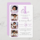 女子誕生日招待状とフォトコラージュ画像 招待状 (正面/裏面)