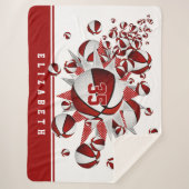 女子赤い白いバスケットが星をパーソナライズされた出す シェルパブランケット (正面)