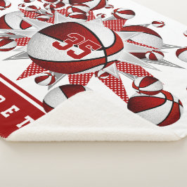 女子赤い白いバスケットが星をパーソナライズされた出す シェルパブランケット