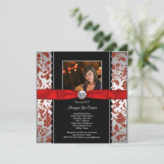 女子赤黒写真卒業アナウンス 招待状 (スタンド正面)