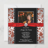 女子赤黒写真卒業アナウンス 招待状 (正面)