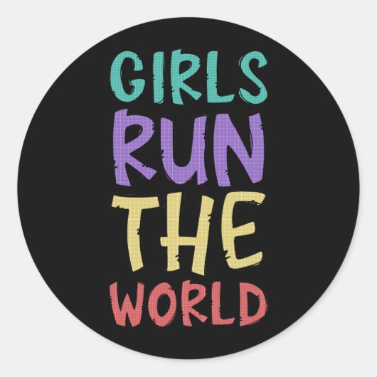 女子走女子フェミニスト ラウンドシール (正面)