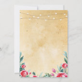 女子退職パーティーヴィンテージレッドフローラ招待状 招待状 (裏面)