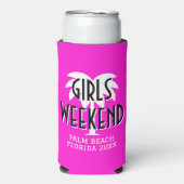 女子週末旅行ピンクパーソナライズされた色 スリム缶クーラー (Seltzer正面)