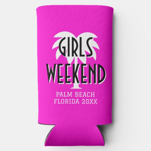 女子週末旅行 オーダーメイド ピンク スリム缶クーラー (裏面)