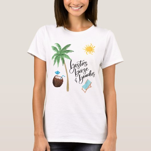 女子週末旅行Tシャツ - ベストフレンド&お酒 Tee Tシャツ (正面)