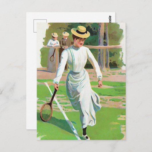 女子遊テニス、1900年頃 ポストカード (正面/裏面)