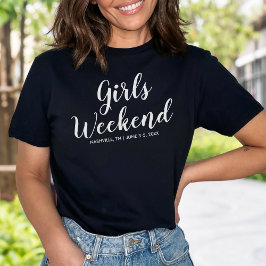 女子遠くに週末Tシャツカスタムの場所日付 Tシャツ