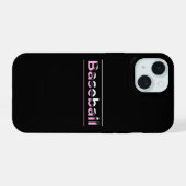 女子野球 - ピンク幾何学タイポグラフィ iPhone 15ケース (裏面横)