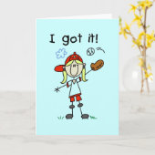 女子野球I 得 Tシャツと贈り物 カード (黄色い花)