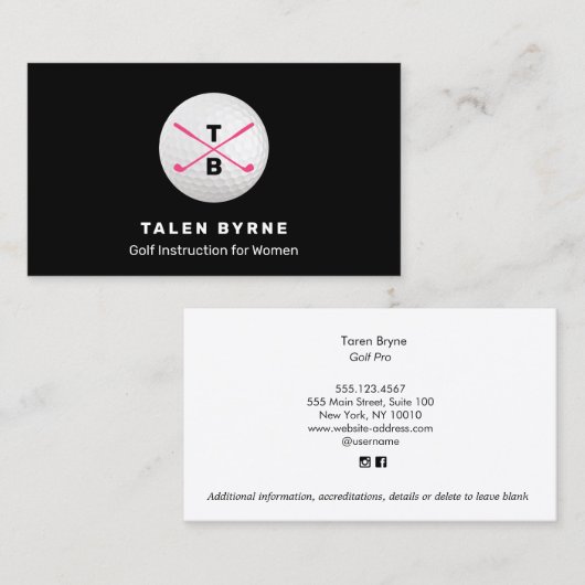 女子金ゴールドインストラクタープロ交差金ゴールドクラブ 名刺 (正面/裏面)