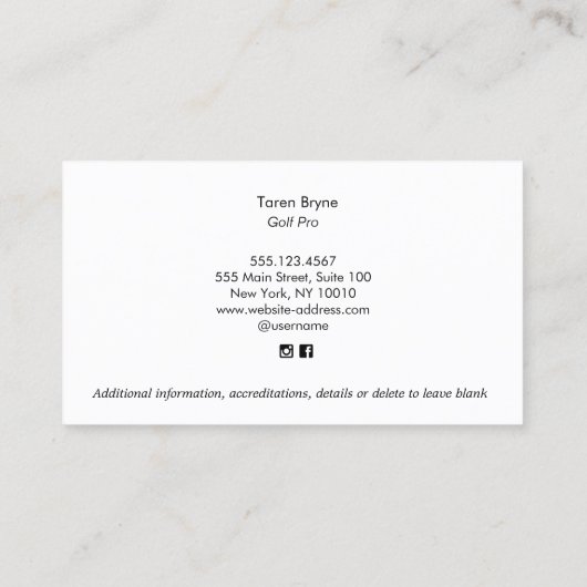 女子金ゴールドインストラクタープロ交差金ゴールドクラブ 名刺 (裏面)