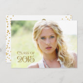 女子金ゴールド紙吹雪卒業発表 招待状 (正面/裏面)