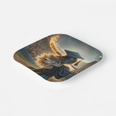 女子院生が燃えるこうもりを揺る ペーパープレート (傾斜あり)