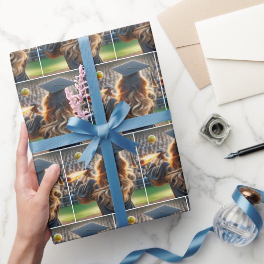 女子院生が燃えるこうもりを揺る ラッピングペーパー (ギフト)