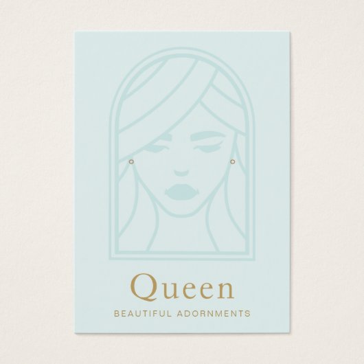 女子顔ブルーイヤリングディスプレイカード (正面)