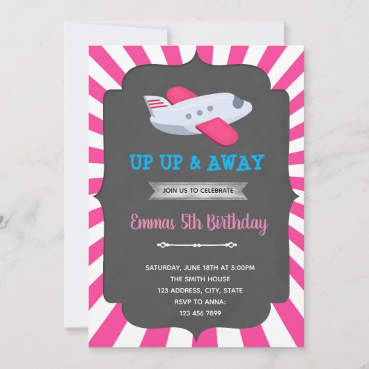 女子飛行機の招待 招待状 (正面)