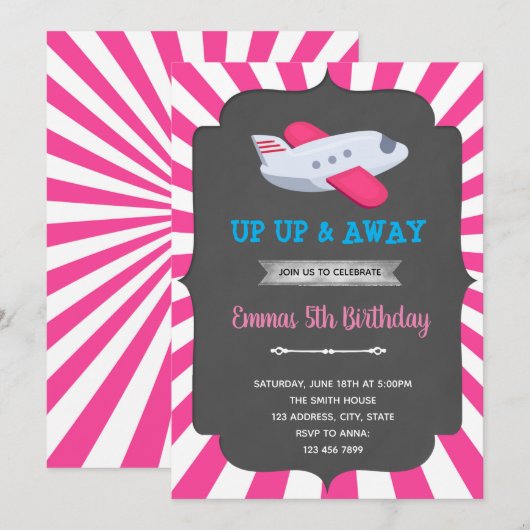 女子飛行機の招待 招待状 (正面/裏面)