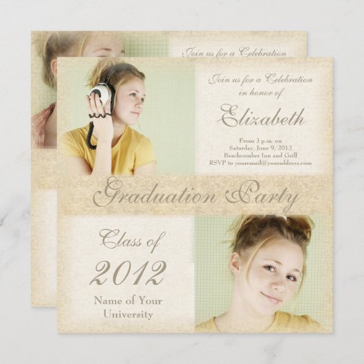 女子高生の卒業パーティー招待状 招待状 (正面/裏面)