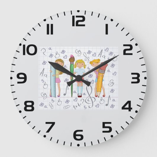 女子高生 ラージ壁時計 (正面)