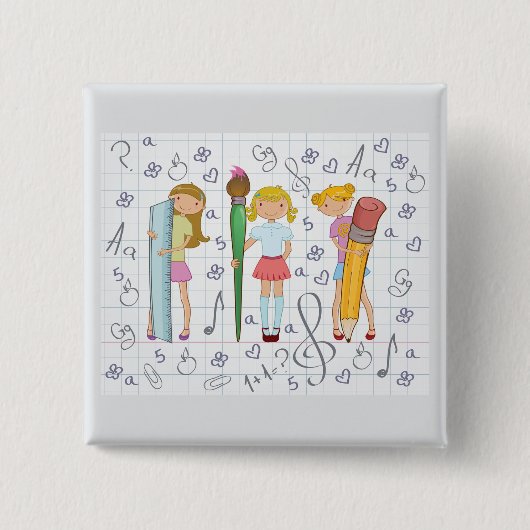 女子高生 缶バッジ (正面)