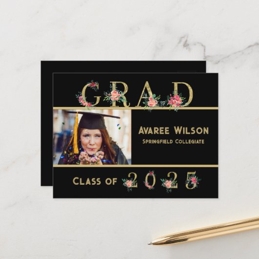 女子高等学校卒業 ポストカード (正面/裏面インサイチュ)