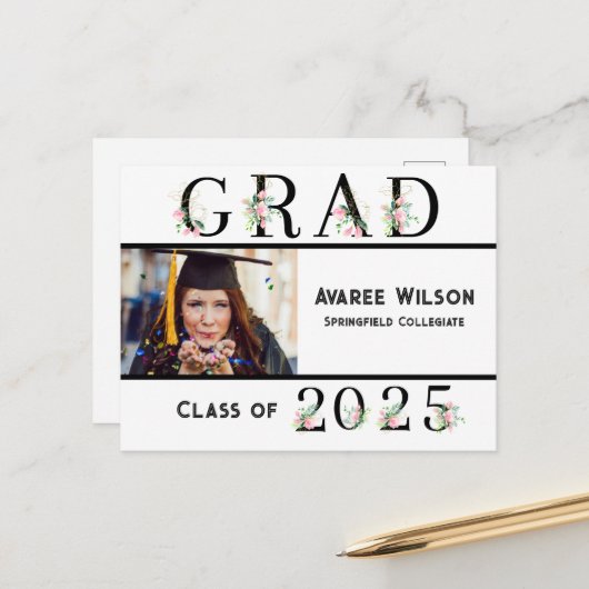 女子高等学校卒業 ポストカード (正面/裏面インサイチュ)