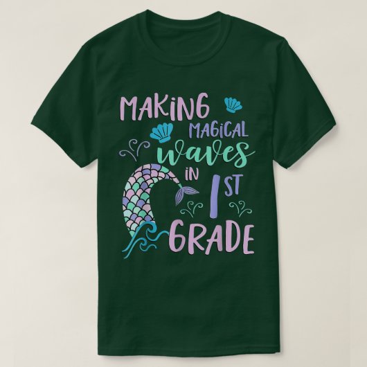 女子1年生のかわいい人魚バック Tシャツ (デザイン正面)